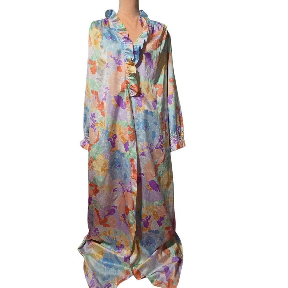 Christian Dior x I.Magnin Vintage Floral Satin Robe